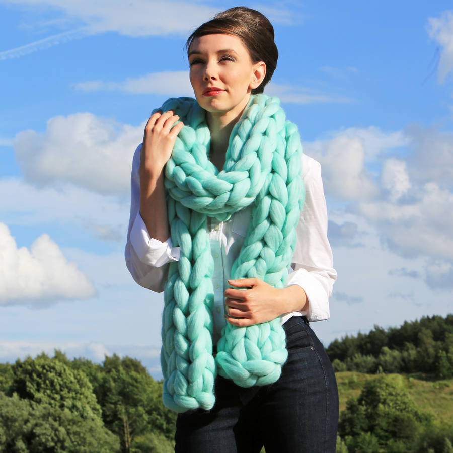 giant chunky knit scarf by wool couture