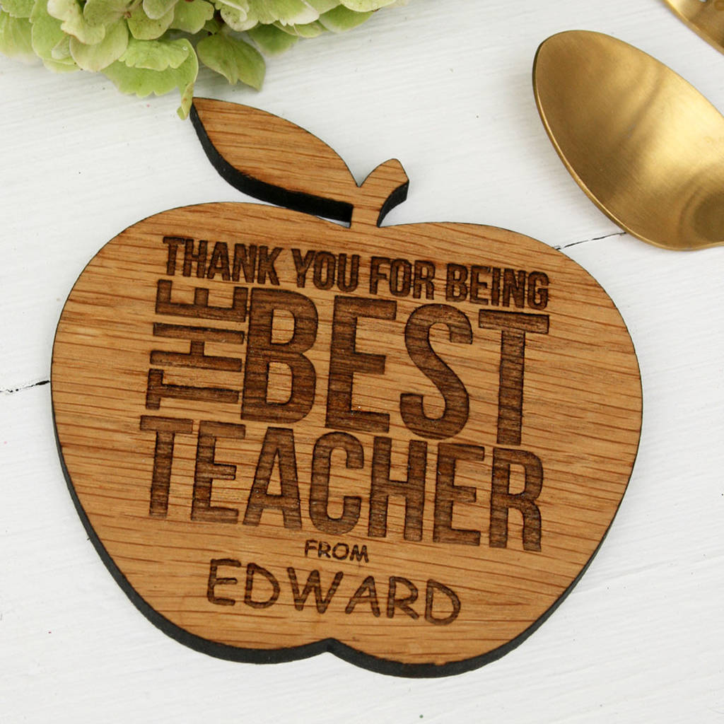 Personalised Best Teacher Apple Wooden Coaster By Juliet Reeves Designs