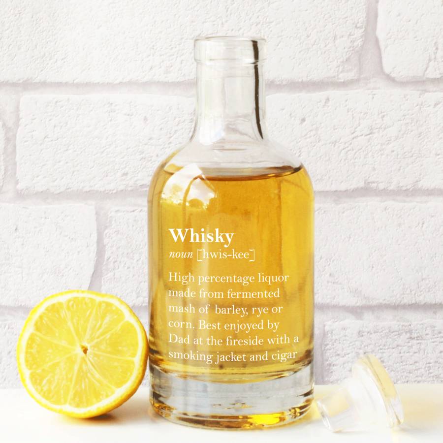 witty personalised whisky definition bottle by copper and sable