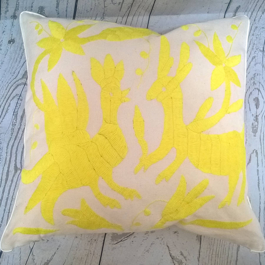 hand embroidered fair trade mexican cushion by chilpa