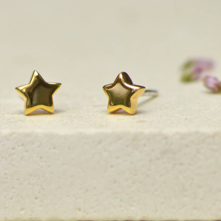 high shine mini gold star stud earrings by tigerlily jewellery