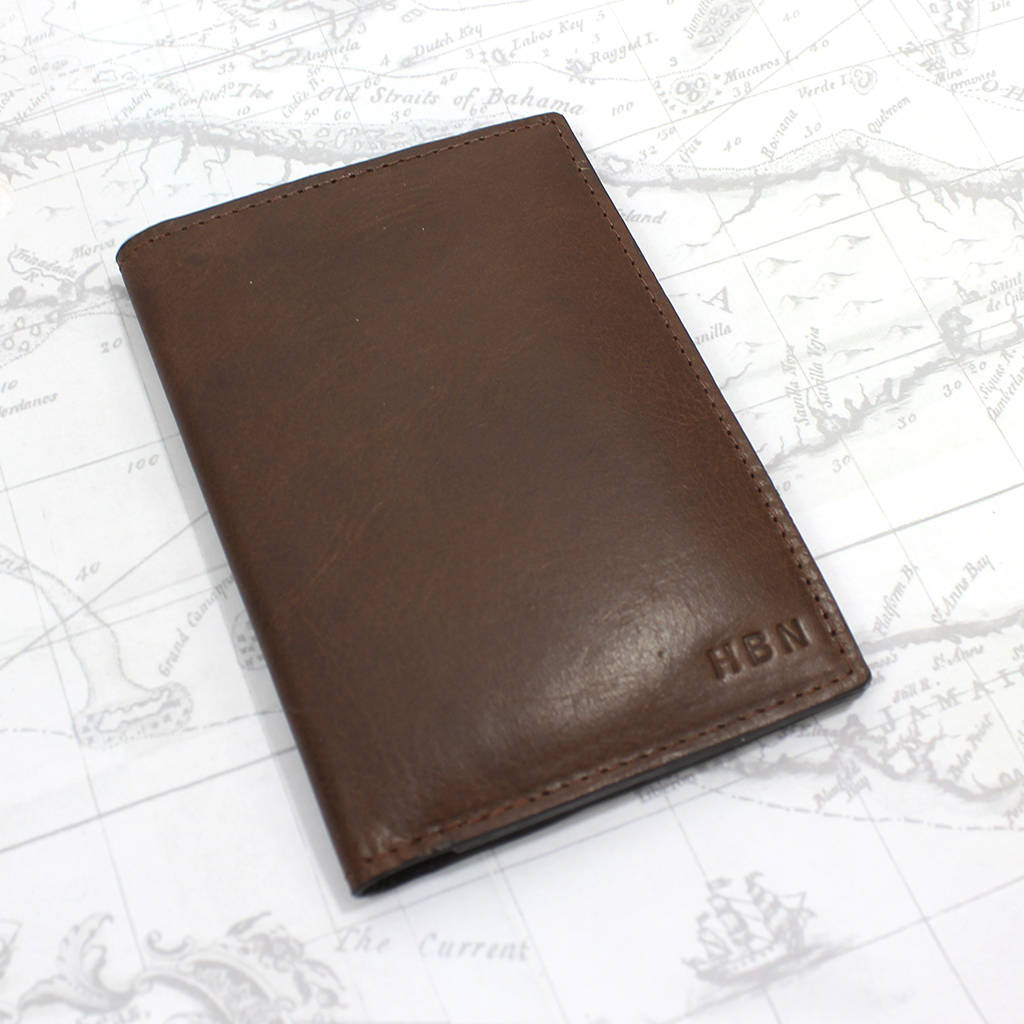 personalised tan vintage leather passport cover by the british belt