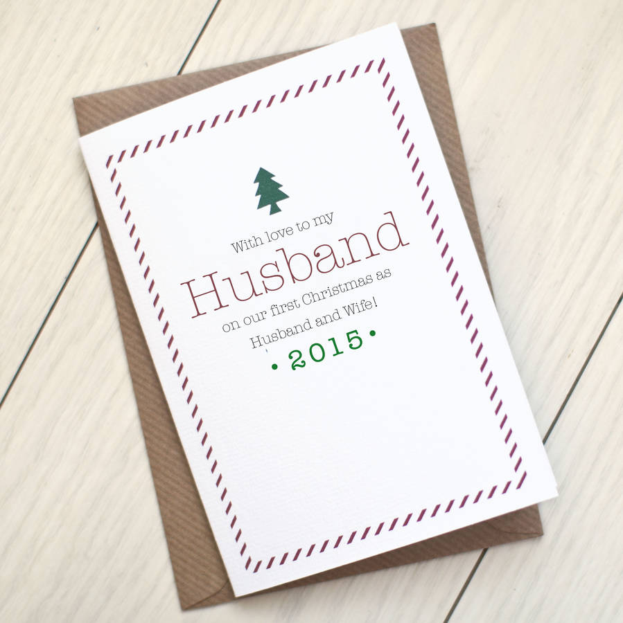 'first christmas as husband and wife' christmas card by emma moore
