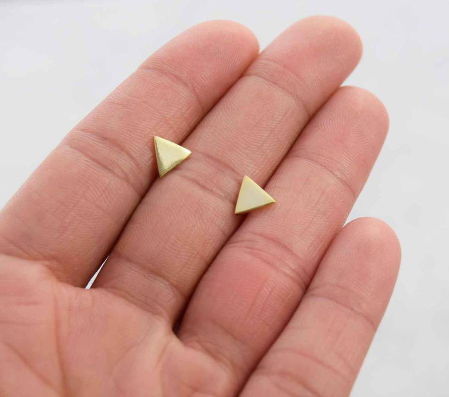 triangle stud earrings by dainty edge jewellery