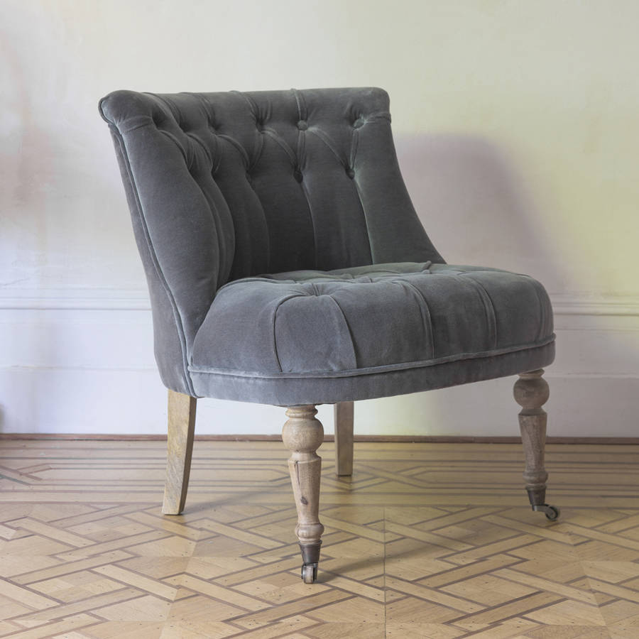 hepburn occasional chair in grey velvet by atkin and thyme