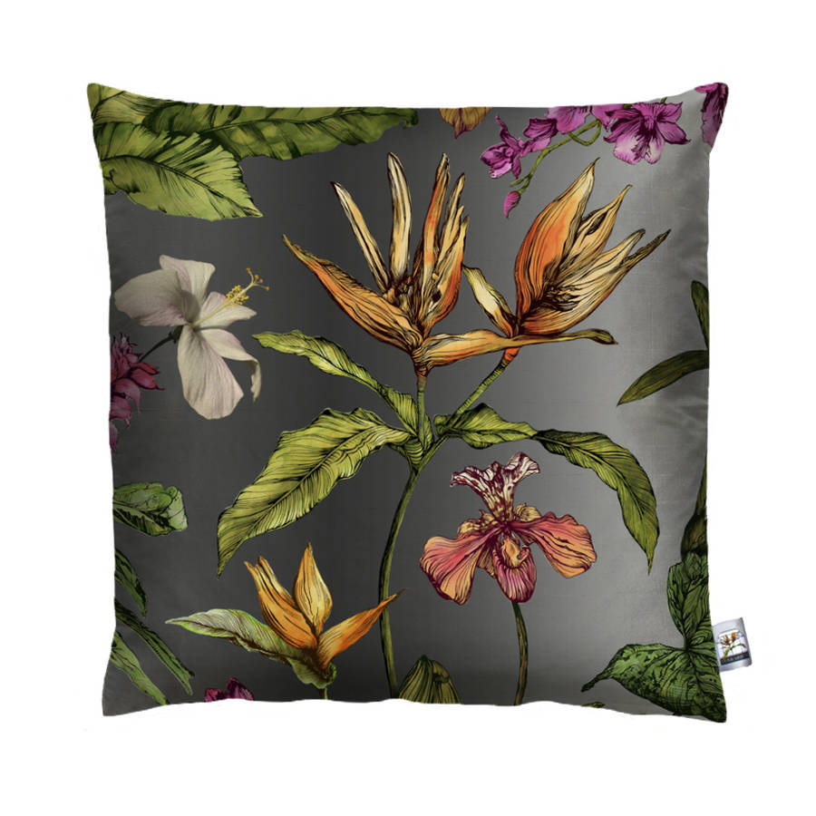tropical botanical print cushion by terrarium designs