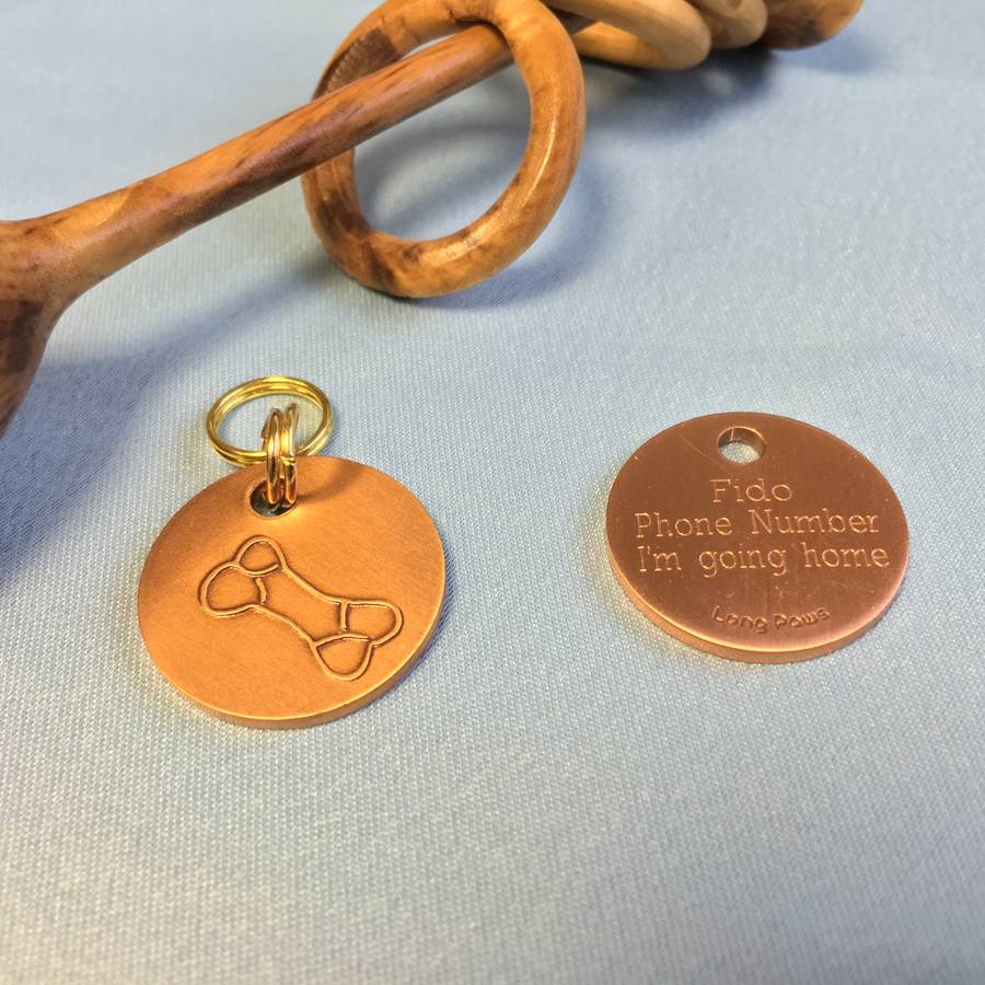 personalised antique copper pet tag by long paws