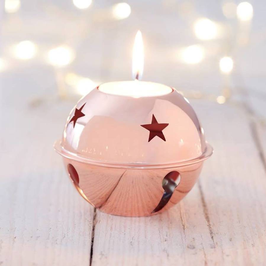 rose gold bell tea light holder by the christmas home