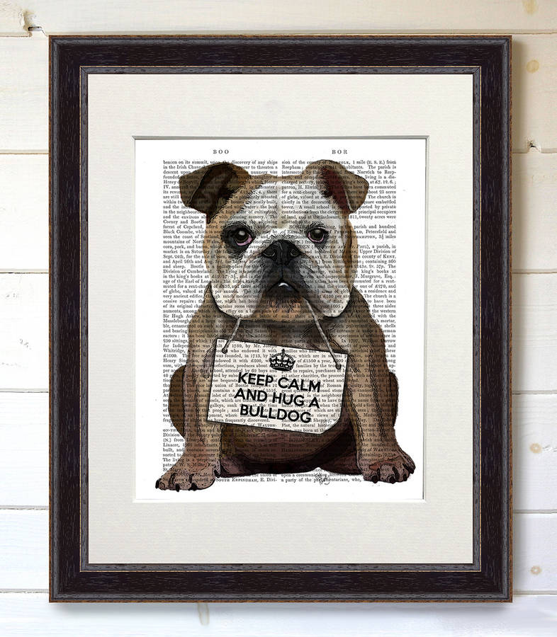 hug a bulldog english bulldog print by fabfunky home decor