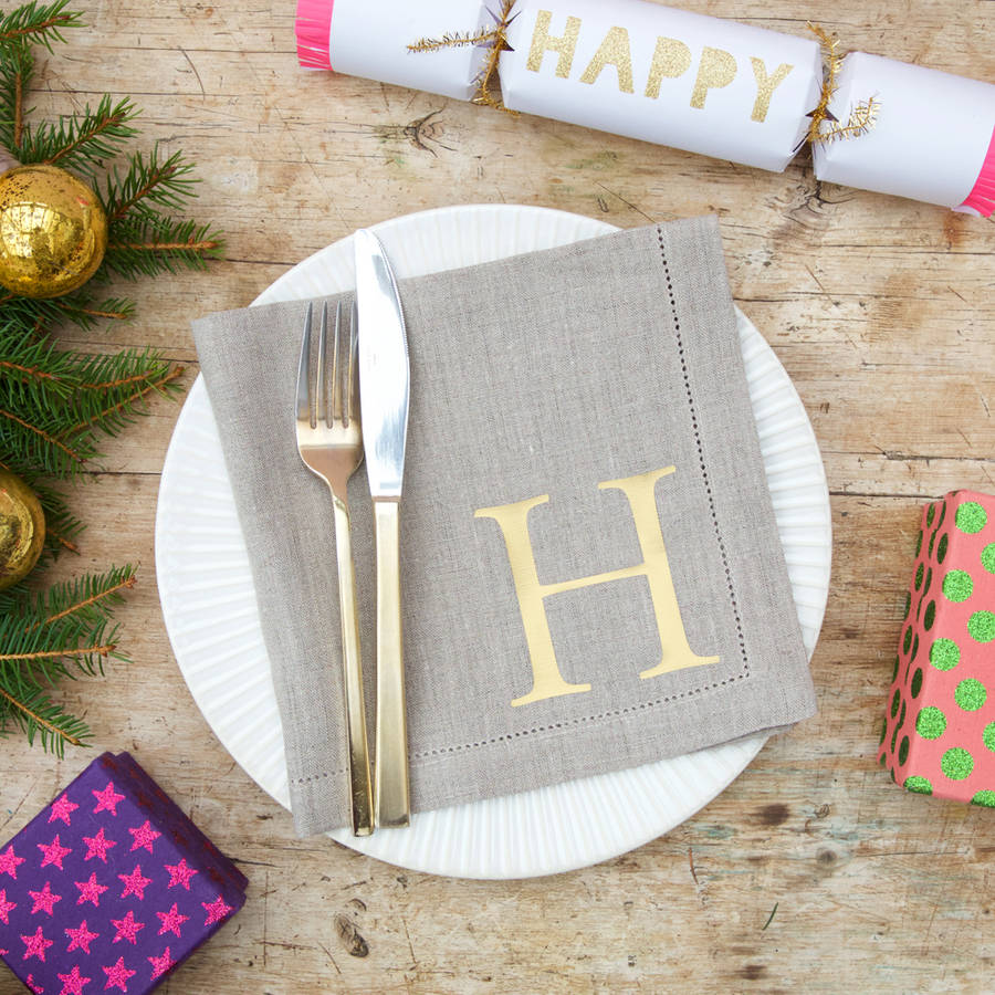 personalised linen initial napkin by jonny's sister