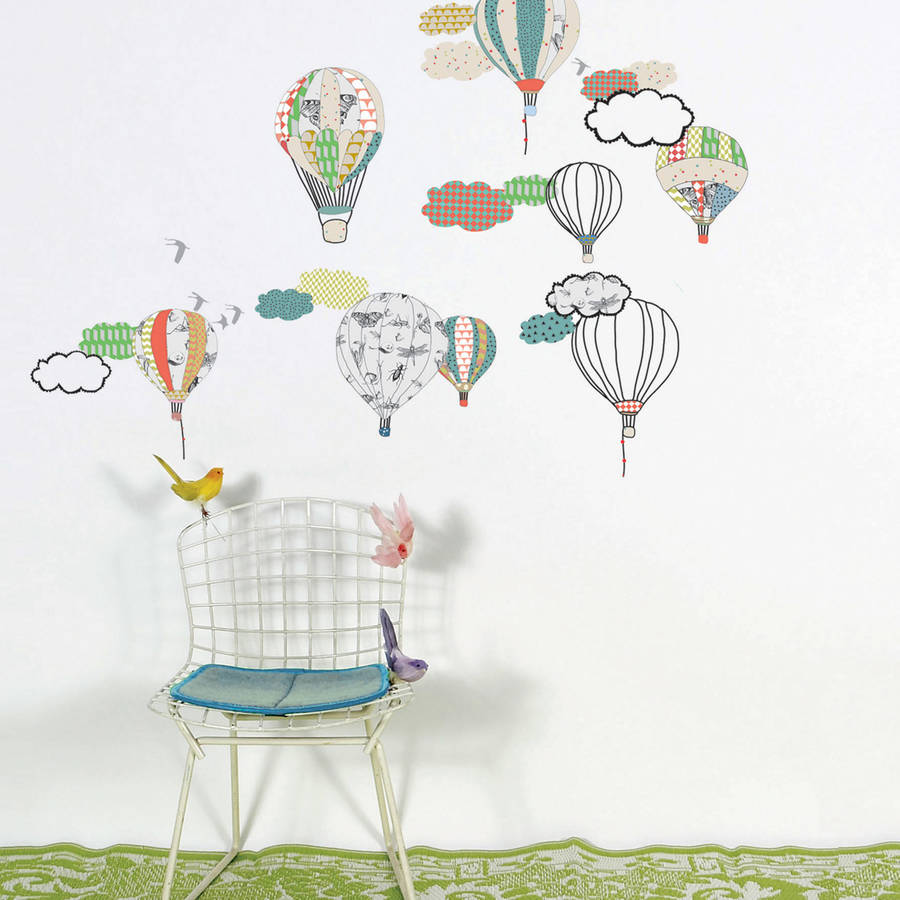 hot air balloon wall stickers by little yellow birds