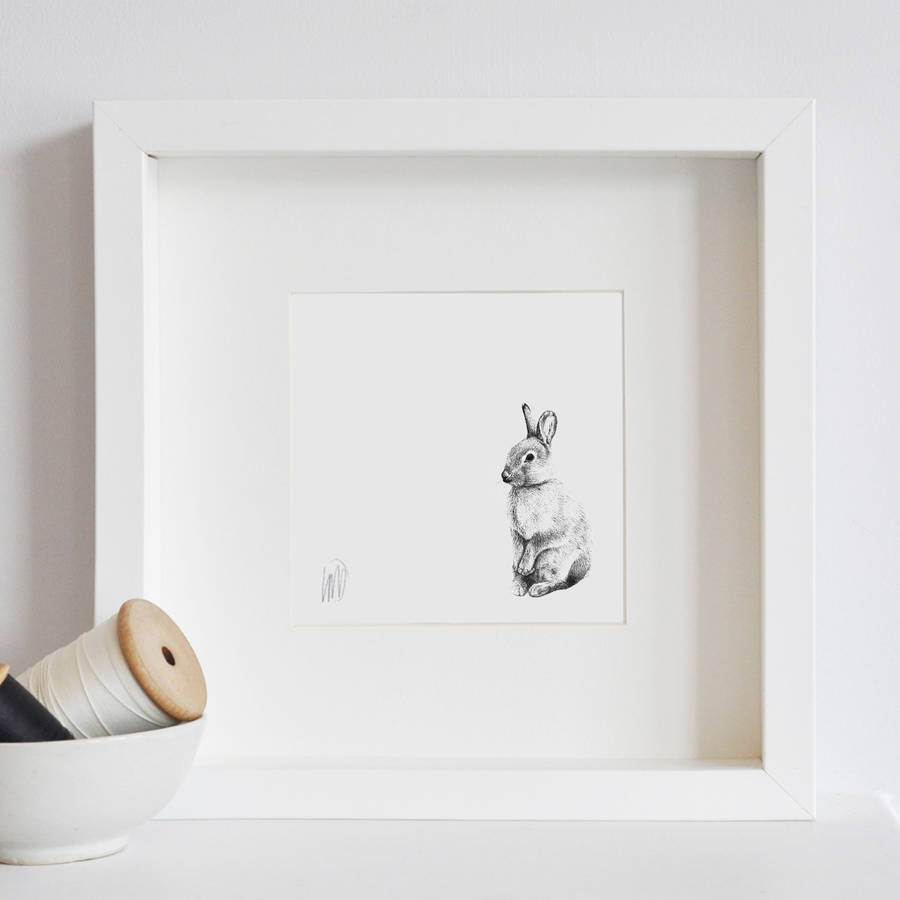 framed rabbit print by lale guralp