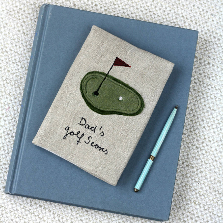 personalised linen notebook golf by polkadots & blooms