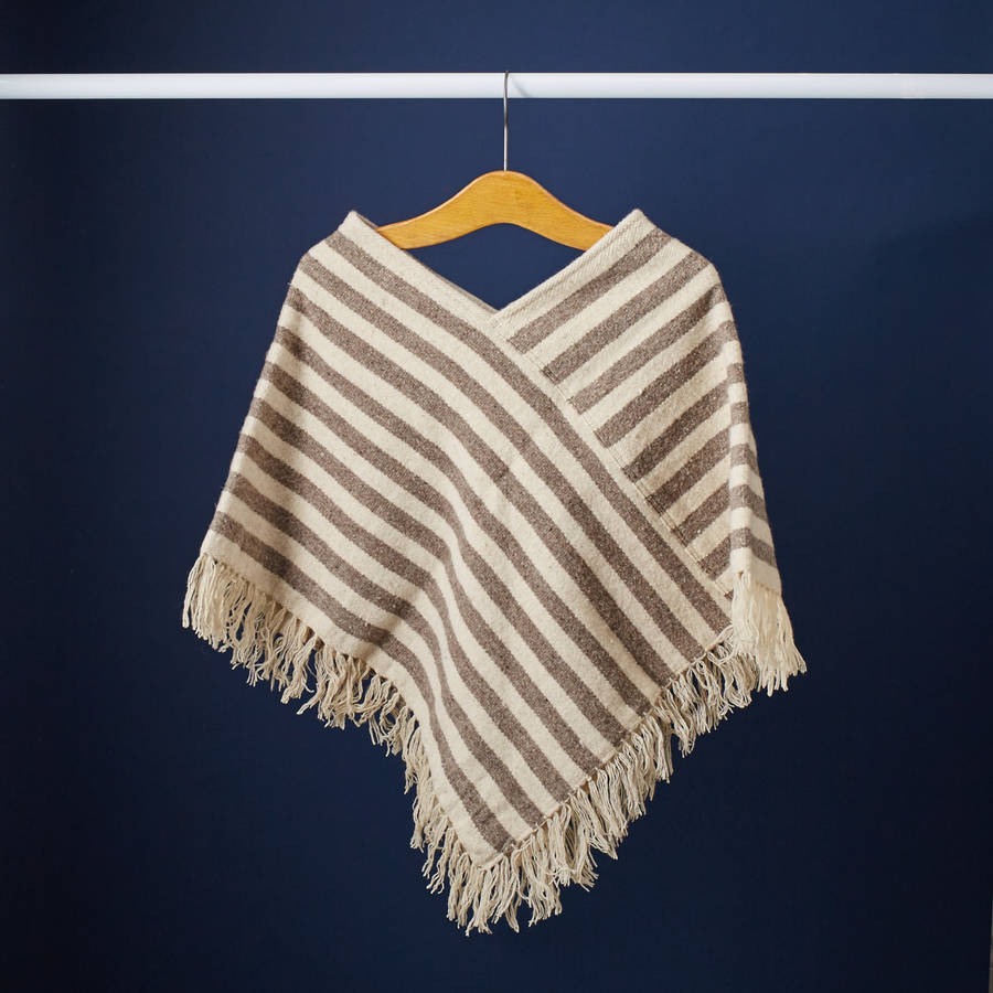 Wool Knit Poncho From Mexico