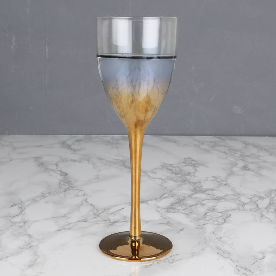 set of four gold ombre wine glasses by dibor