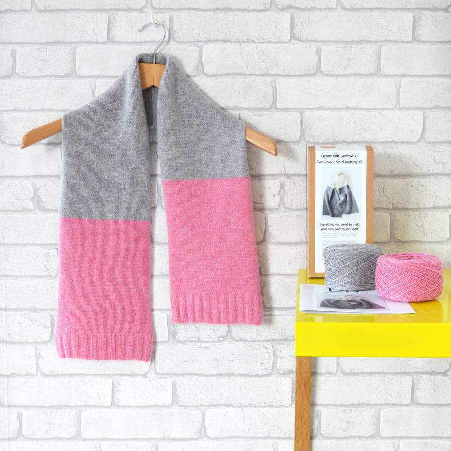 luxury scarf knitting kit by warm pixie diy