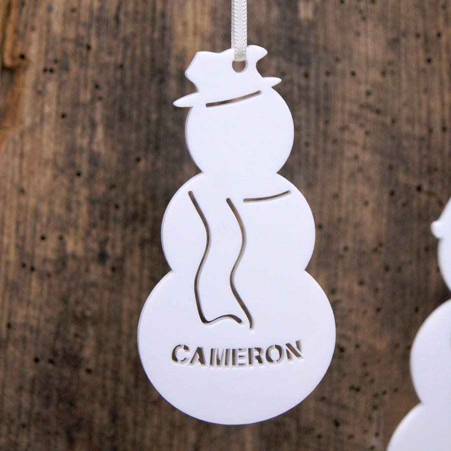 personalised snowman christmas tree decoration by urban twist
