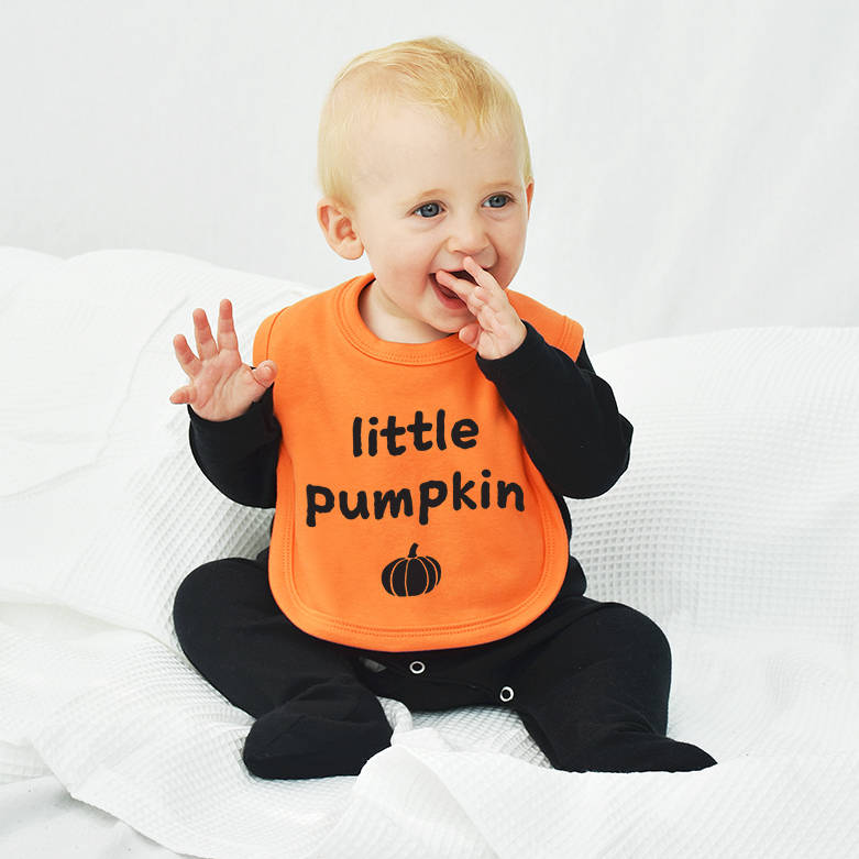 'little pumpkin' halloween baby bib by ellie ellie