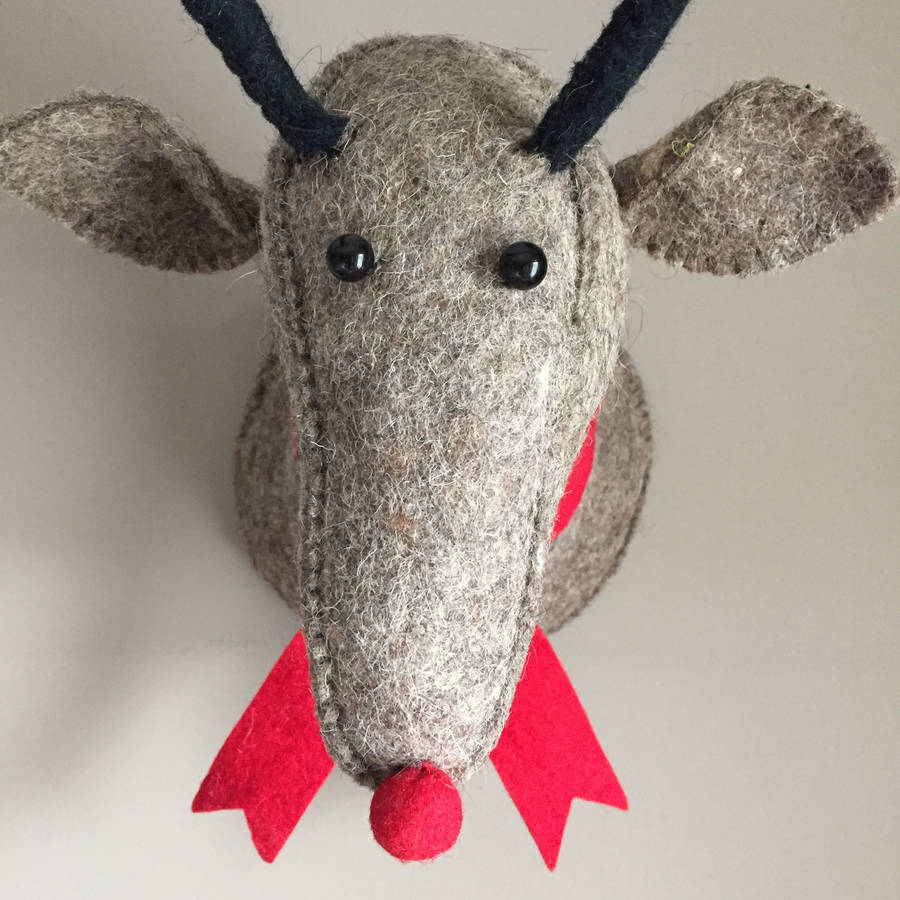 grey felt reindeer head w antlers by little baby company