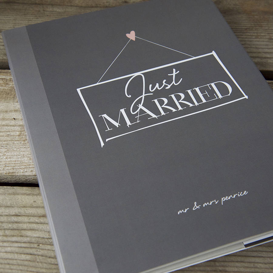 wedding guest book with personalised cover by illustries