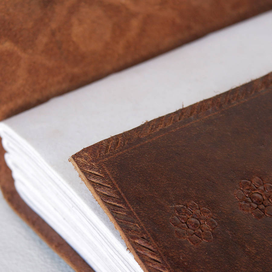 embossed leather journal by scaramanga