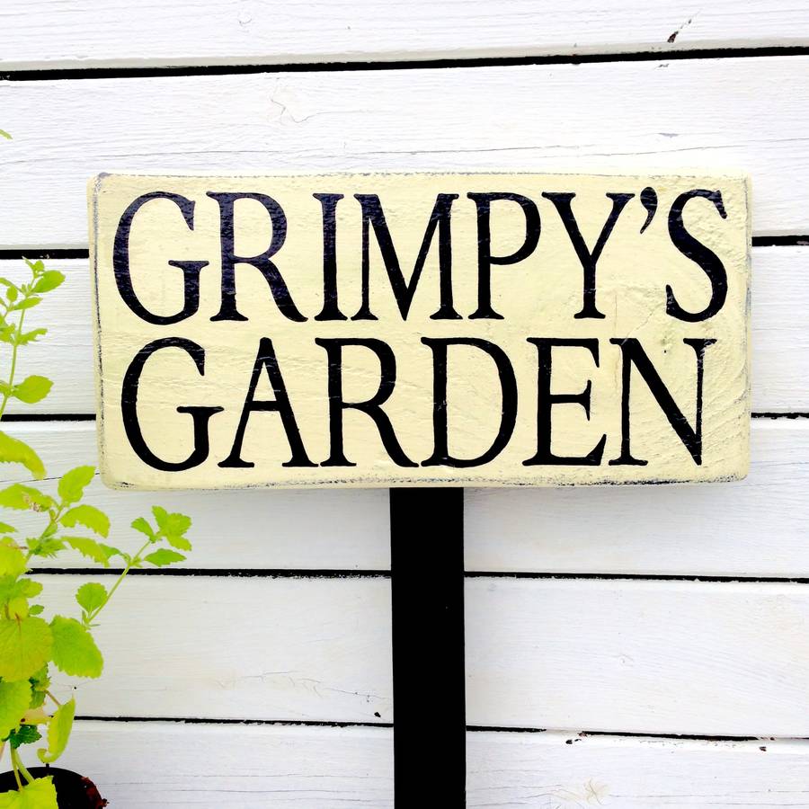 personalised vintage garden sign with stake by potting shed designs
