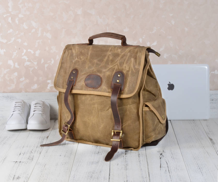 washed canvas backpack