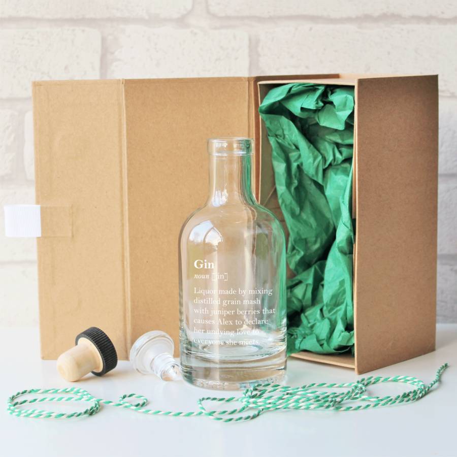witty personalised gin definition bottle by copper and sable