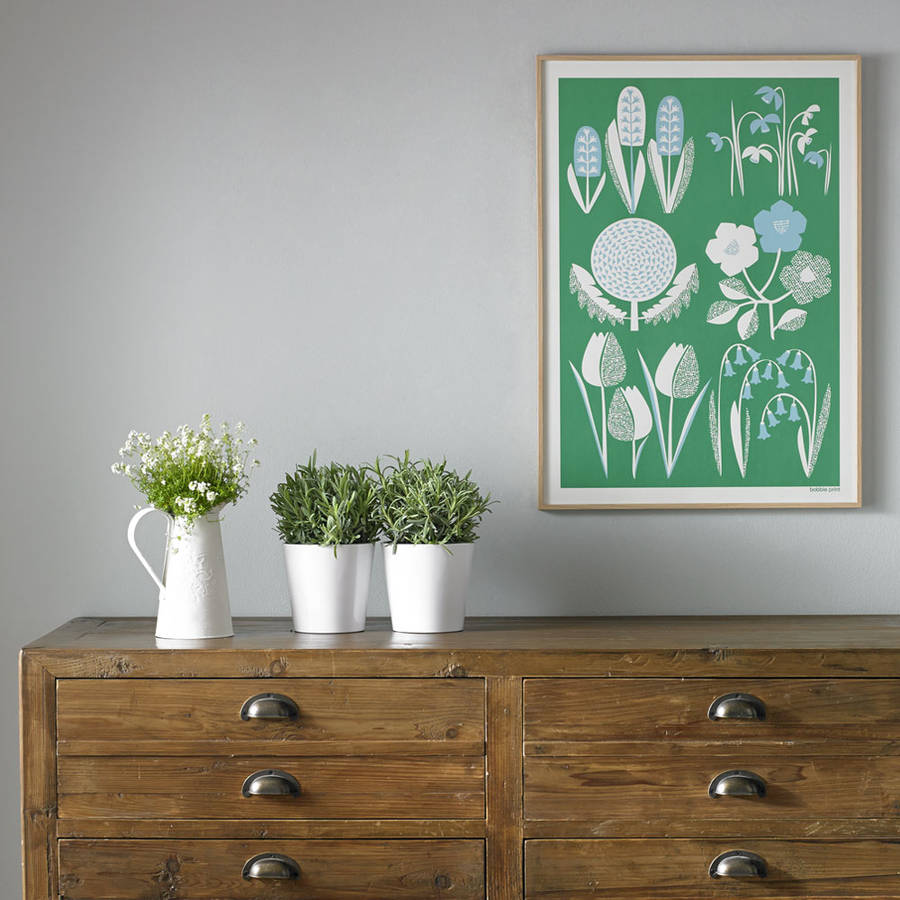 spring seasonal screen printed wall art by bobbie print