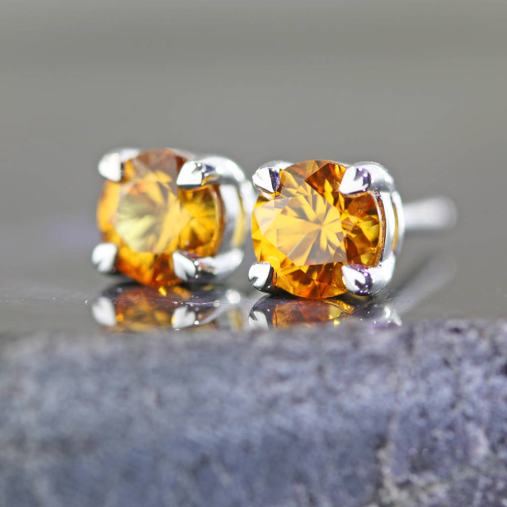 orange sapphire stud earrings by flawless jewellery