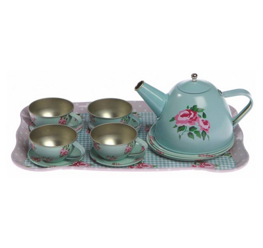 blue rose floral tea set by little ella james