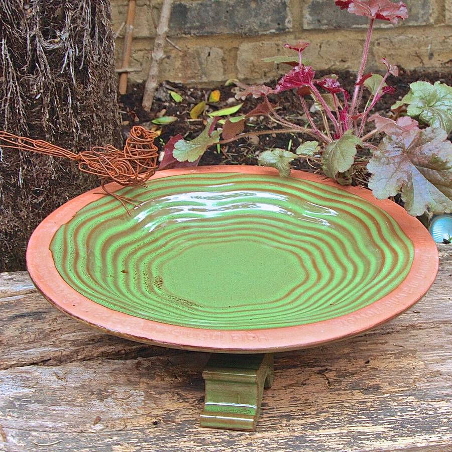bird bath with poetry rim by london garden trading