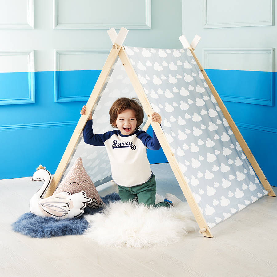 personalised children's wooden play tent by myla & oscar