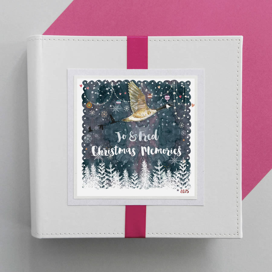 personalised christmas photo album with snow scene by 2by2 creative