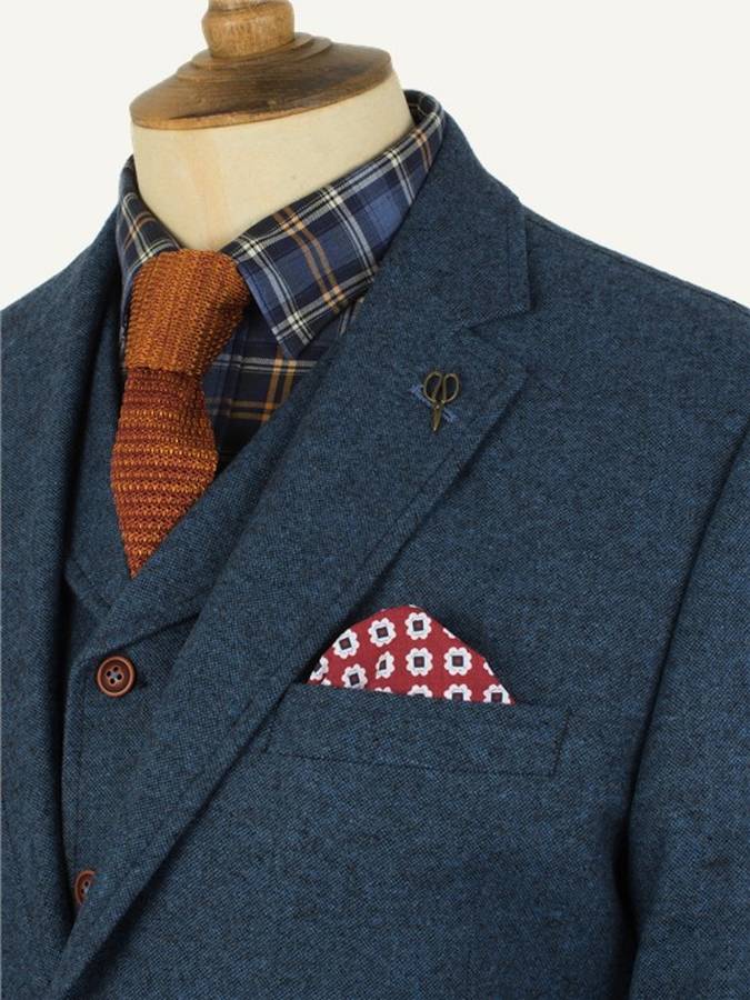 Mens Blue Donegal Tweed Jacket By Louie Thomas Menswear