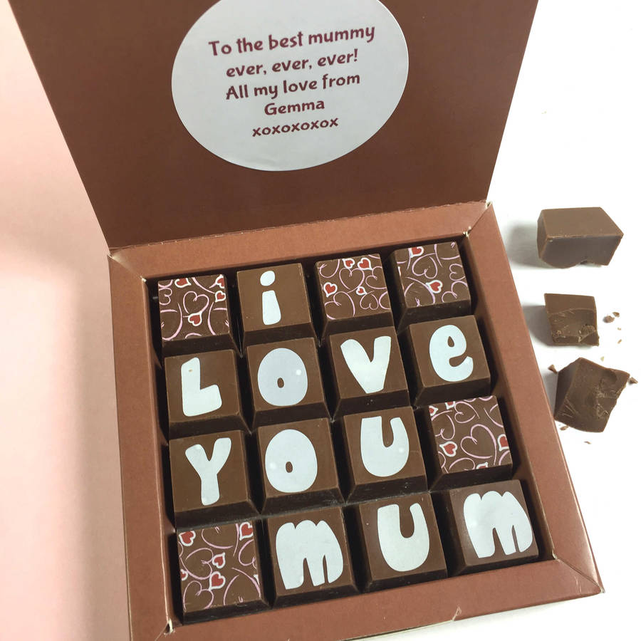 chocolates with personalised message for mum by chocolate by cocoapod