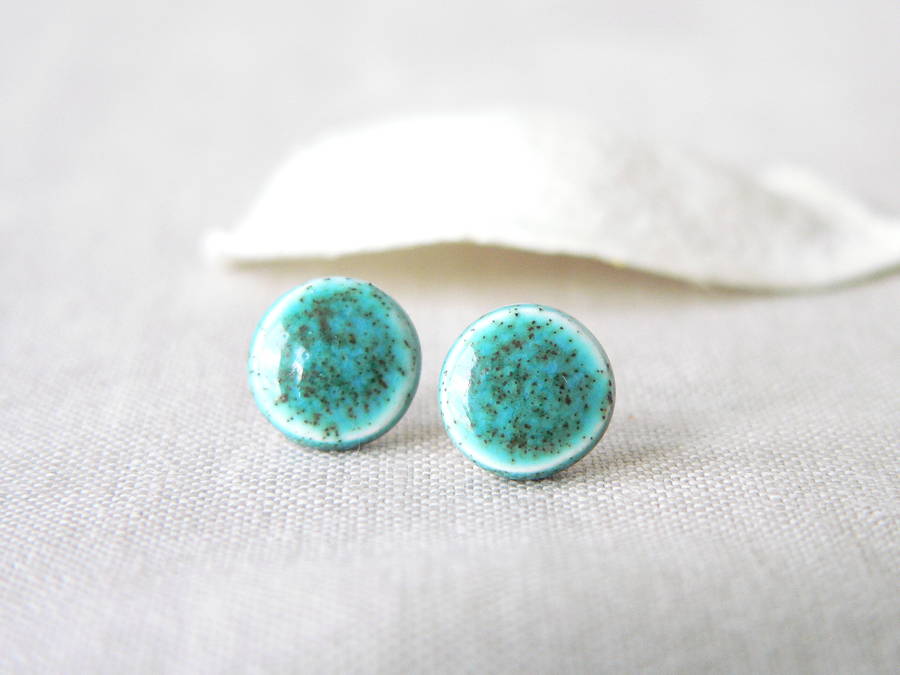 turquoise ceramic stud earrings by isla clay