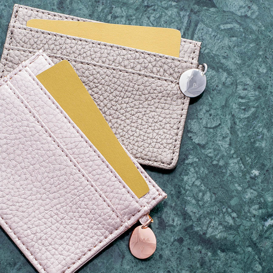 personalised metallic card holder by lily belle