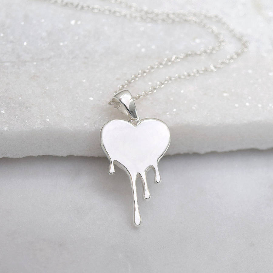 sterling silver melting heart necklace by mia belle