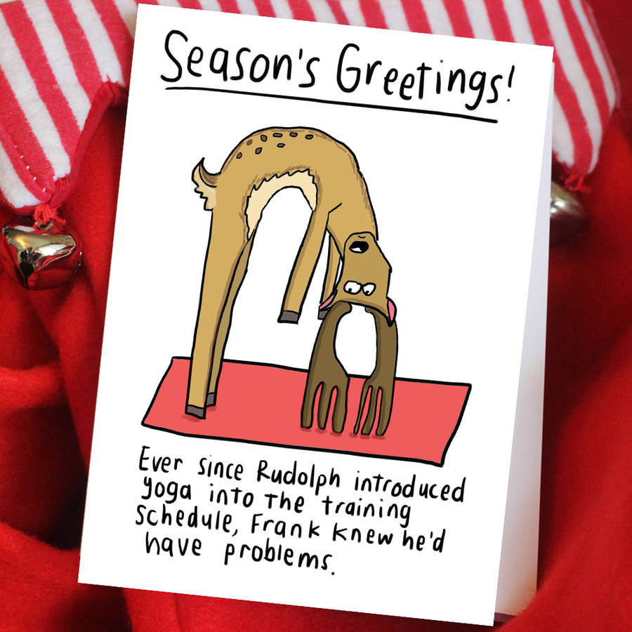 pack of six yoga themed christmas cards by indieberries ...