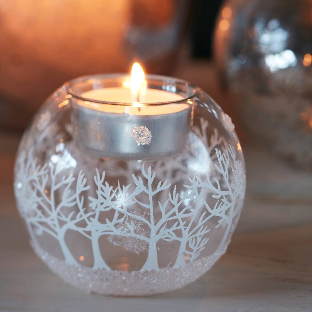 forest christmas tea light holder by the christmas home