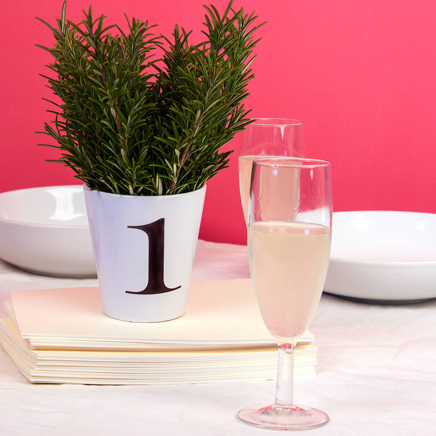 wedding table number plant pots by snapdragon