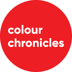 Colour Chronicles Logo - white writing on red background