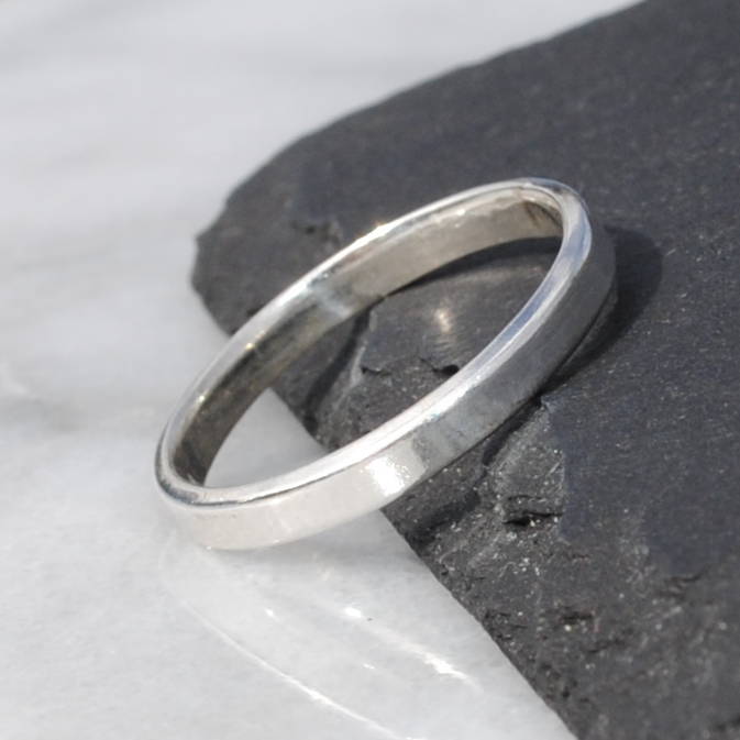 9ct white gold flat wedding band by candice alexandra