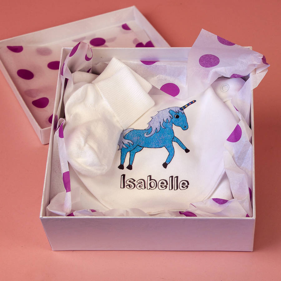new baby unicorn gift set by snapdragon