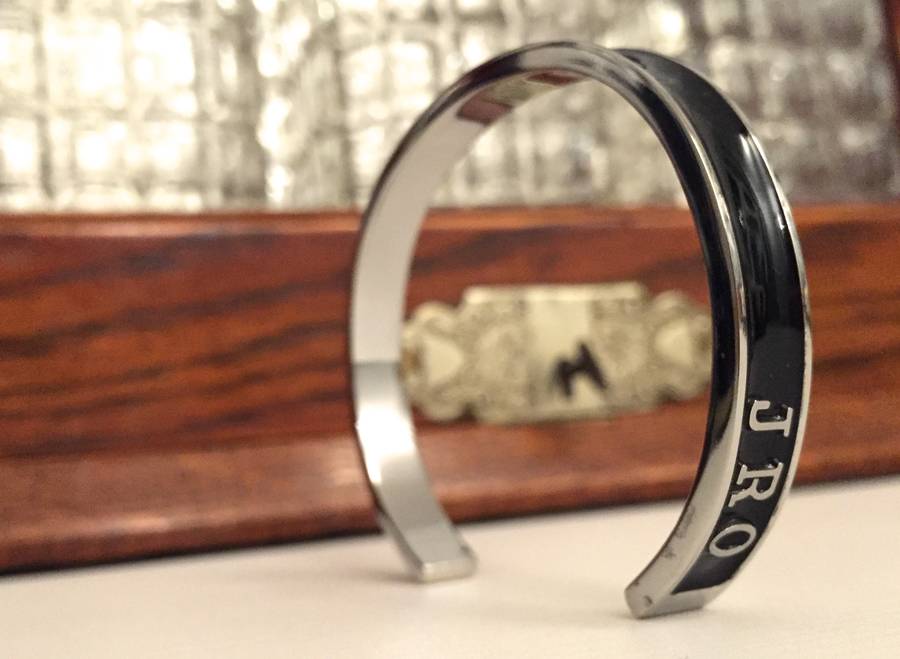 men's personalised embossed cuff by whistle + bango