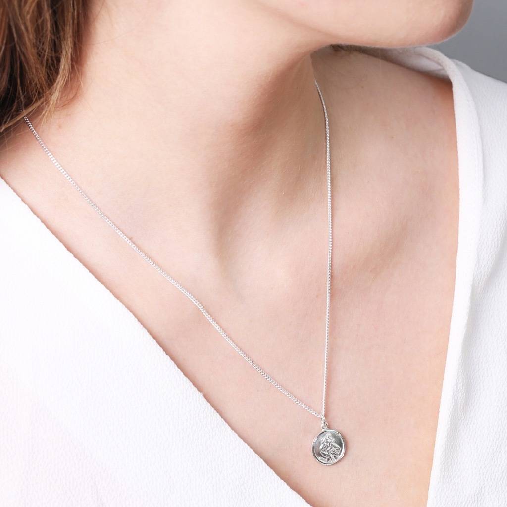 sterling silver st christopher pendant necklace by lisa angel