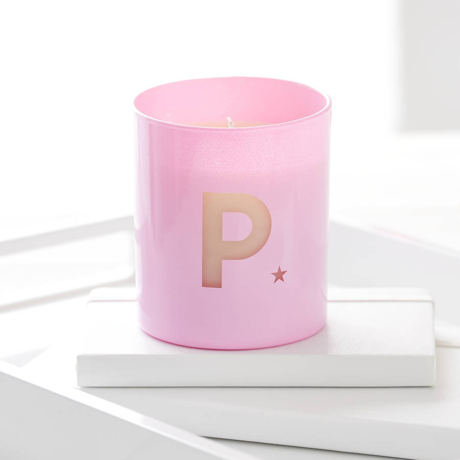 personalised glow through initial candle by lily belle