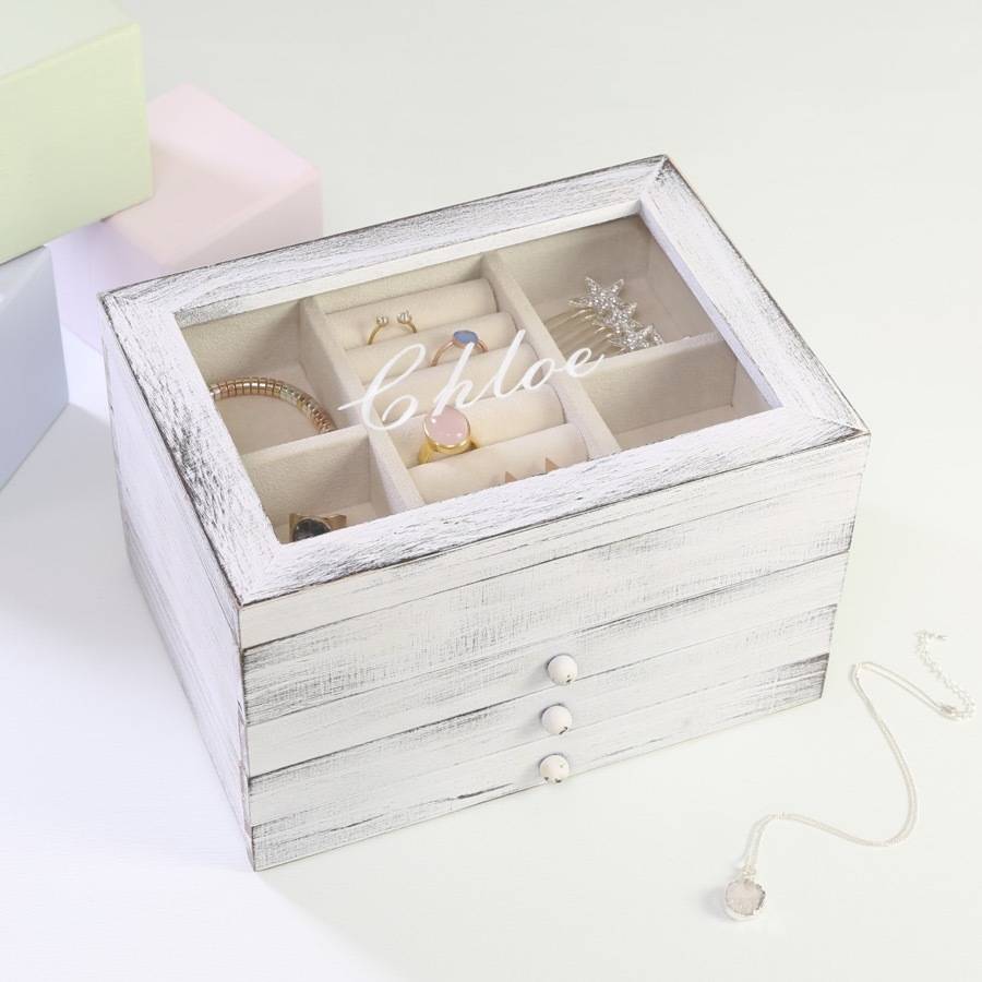 personalised wooden jewellery box with drawer by lisa angel homeware