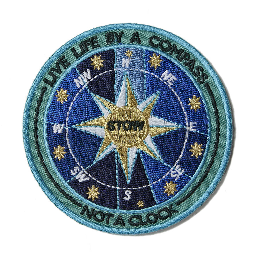 embroidered adhesive compass patch by stow